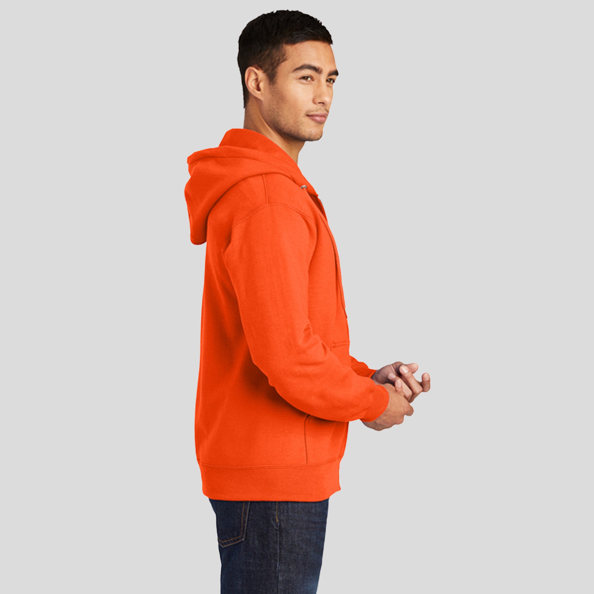 Tall Essential Fleece Full-Zip Hooded Sweatshirt  | Safety Orange